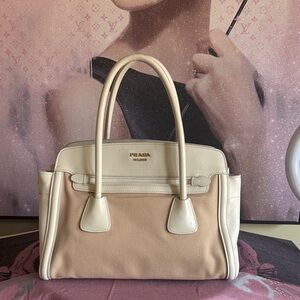 Prada Two-Tone Beige and Cream Satchel
